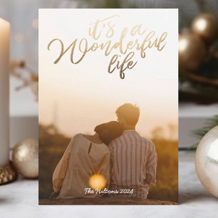 Gold Foil it's a Wonderful life Christmas Photo Holiday Card