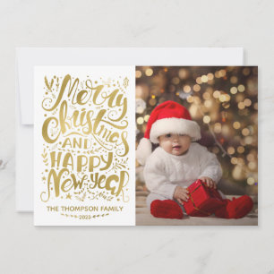 Gold Foil Joyeux Noël Bonne année Carte