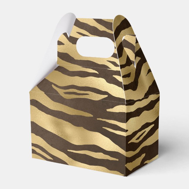 Gold Foil Jungle Tiger Favor Box (Front Side)