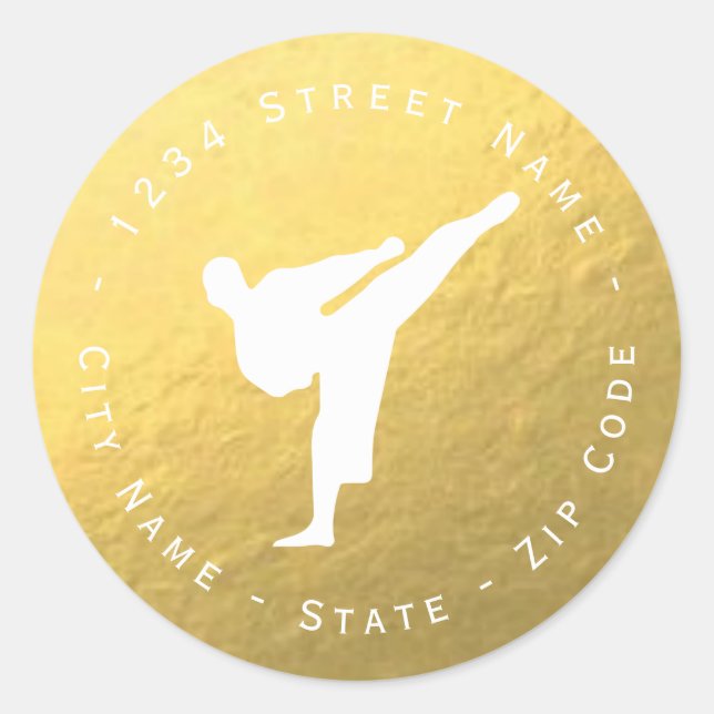Gold Foil Kickboxing - Martial Arts Address Label (Front)
