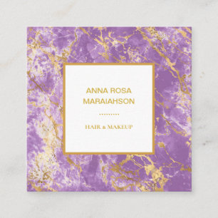 *~* Gold Foil  Lavender Marble Modern Girly Luxe Square Business Card