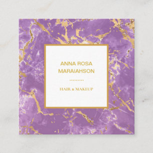 *~* Gold Foil  Lavender Marble Modern Luxe Girly Square Business Card