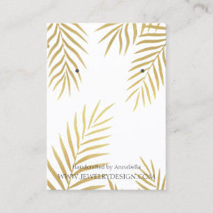 Gold Foil Leaf Earring Jewellery Display Custom Business Card