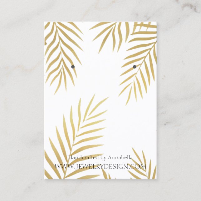 Gold Foil Leaf Earring Jewellery Display Custom Business Card (Front)