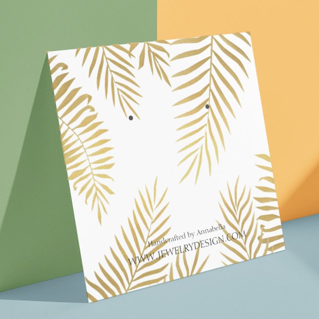 Gold Foil Leaf Earring Jewellery Display Custom Square Business Card (Creator Uploaded)