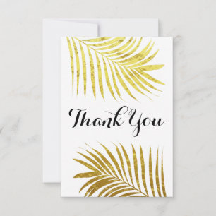 Gold Foil Leaf Tropical Wedding Elegant Thank You