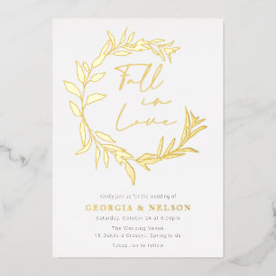 Gold Foil Leave Wreath Fall In Love Wedding