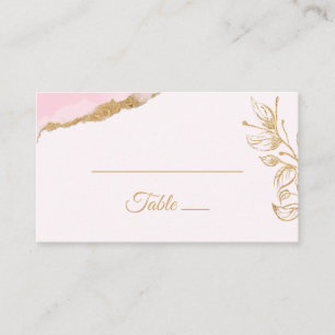 Gold Foil Leaves Pink Watercolor Floral Wedding Place Card