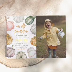 Gold Foil Little Pumpkin Boho Birthday Party Photo