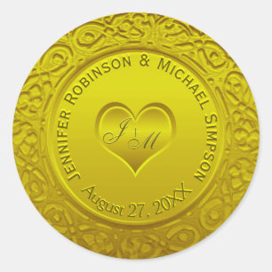 Gold Foil Look Classic Round Sticker