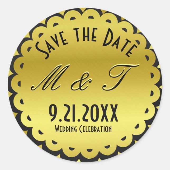 Gold Foil Look Save the Date Seal (Front)