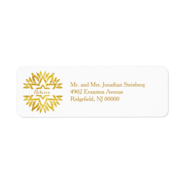 Gold Foil Look Star Mandala Bat Mitzvah Return (Front)