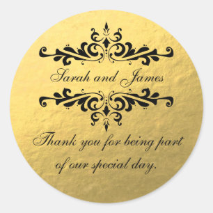 Gold Foil Look Wedding Favour Thank You Label