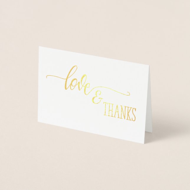 Gold Foil Love et Merci Cartes de Merci (Devant)