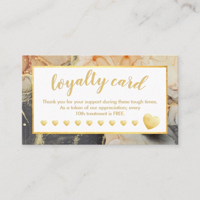 Gold Foil Loyalty Card Orange Grey Black (Front)