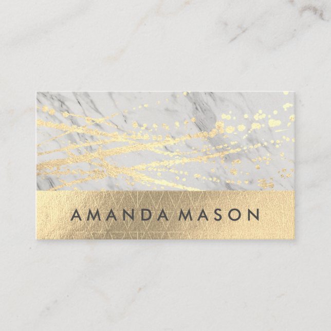 Gold Foil | Lux Triangle Golden Splatter Business Card (Front)