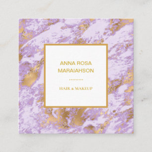 *~* Gold Foil  Luxe Lavender Marble Modern Girly Square Business Card