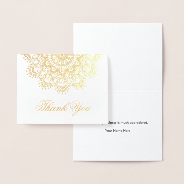 Gold Foil Mandala Elegant Thank You Card (Display)