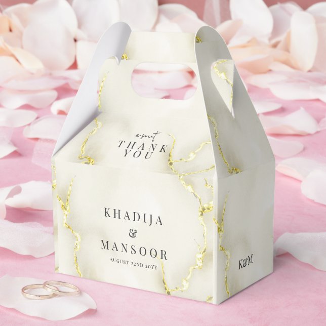 Gold Foil Marble Texture Wedding Thank You Favor Box (Wedding)