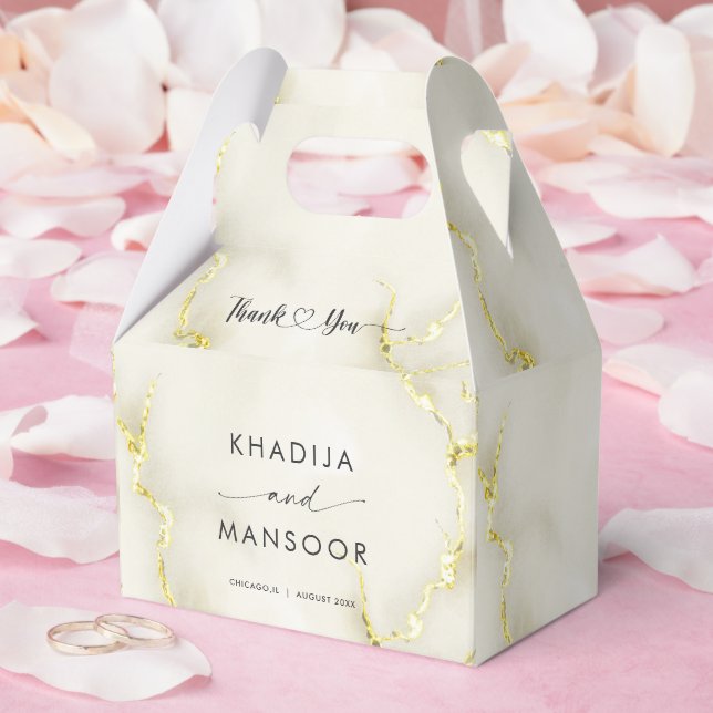Gold Foil Marble Texture Wedding Thank You Favor Box (Wedding)
