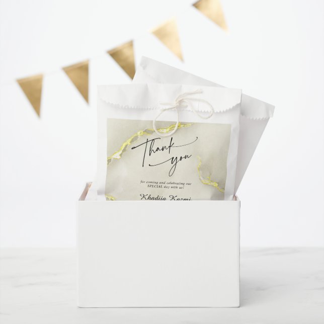 Gold Foil Marble Texture Wedding Thank You Favour Bag (Party)