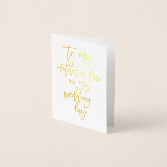 Gold Foil Mariage Mère En Droit Carte de remerciem (Devant)
