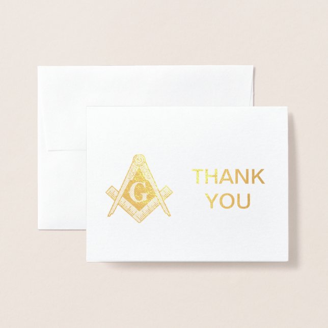 Gold Foil Masonic Freemasonry Thank you Foil Card (Front With Envelope)