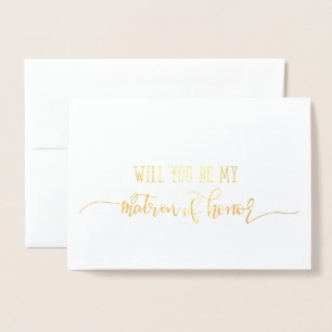 Gold Foil Matron of Honour Wedding Proposal Card