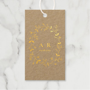 Gold Foil Meandering Vine Wedding Favour Gift Tags