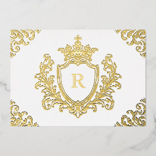 Gold Foil Medieval Crest Monogram Initial Baptism