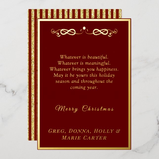Gold Foil Merry Christmas Foil Holiday Card (Front/Back)