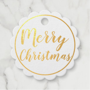 Gold Foil Merry Christmas Happy New Year Gift Tag