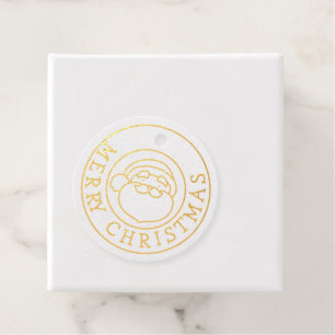 Gold Foil Merry Christmas with Santa Claus  Favour Tags
