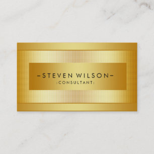 Gold Foil Metal Professional Modern Elegant Black Business Card