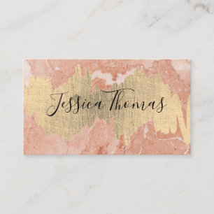 Gold Foil Metallic Scribble   Orange Marble Business Card