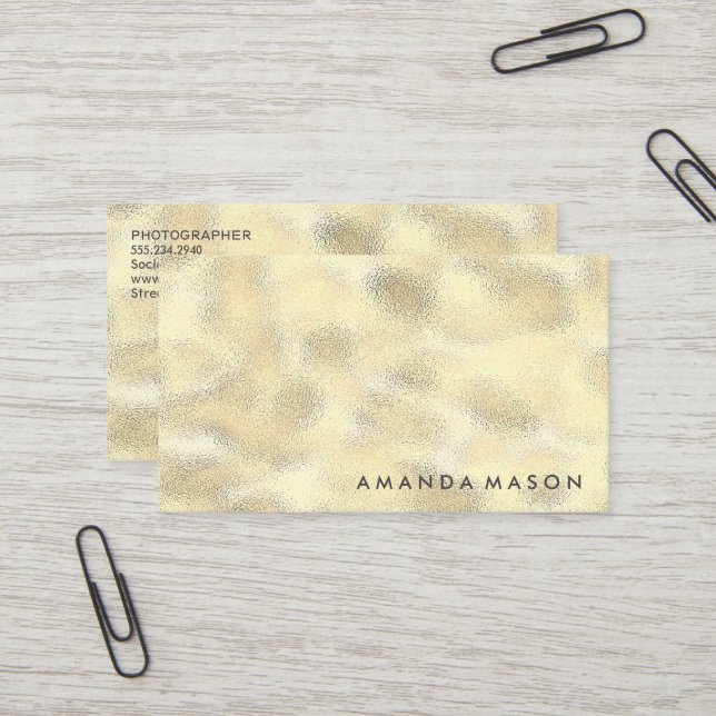 Gold Foil Metallic Shimmer Business Card (Front/Back In Situ)