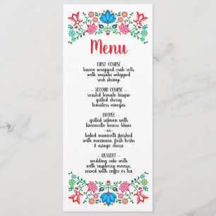 Gold Foil Mexican Floral Wedding menu card