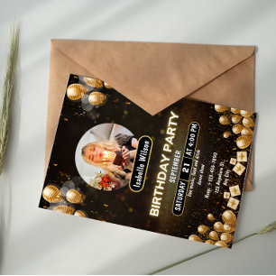 Gold Foil Milestone Birthday Invitation