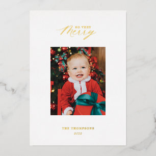 Gold Foil Minimal So Very Merry Photo Holiday Card
