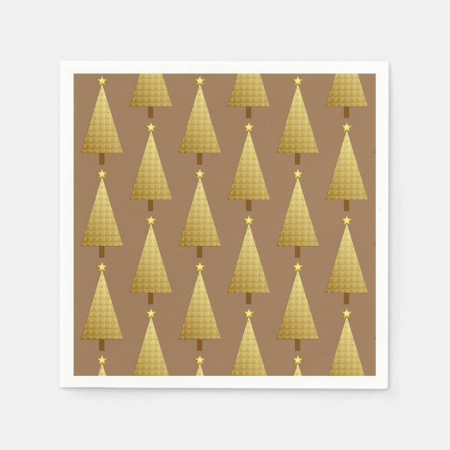 Gold foil modern Christmas tree Paper Napkins (Front)