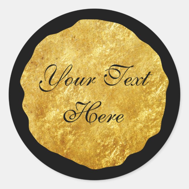 Gold Foil Modern Customizable Round Sticker (Front)