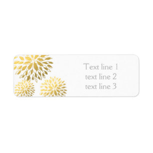 Gold Foil Modern Floral Wedding Address Labels