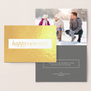 Gold Foil Modern Happy New Year Photo Card