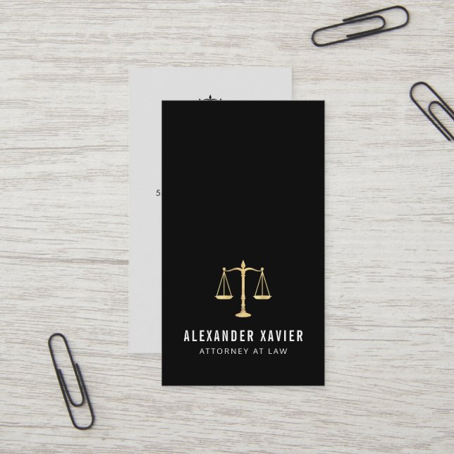 gold foil modern lawyer attorney at law business card (Front/Back In Situ)