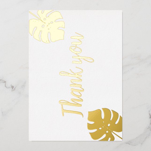 Gold foil monimal script wedding thank you card (Front)