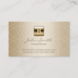Gold Foil Monogram Geo Patterns Funeral Business Card