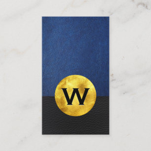 Gold Foil Monogram Leather Colour Block Business Card