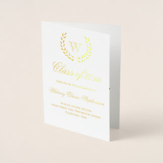 Gold Foil Monogram Photo College Graduation Card