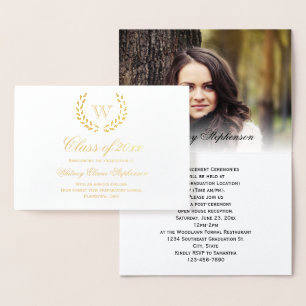 Gold Foil Monogram Photo College Graduation Foil C Foil Card