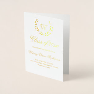 Gold Foil Monogram Photo College Graduation Foil Card